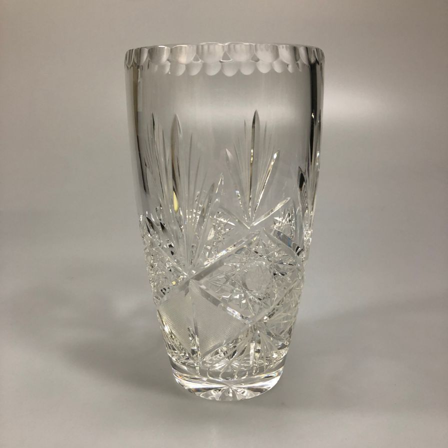 ボヘミア レッド クリスタル ガラス 花瓶 クリスタル【AFI28】【中古