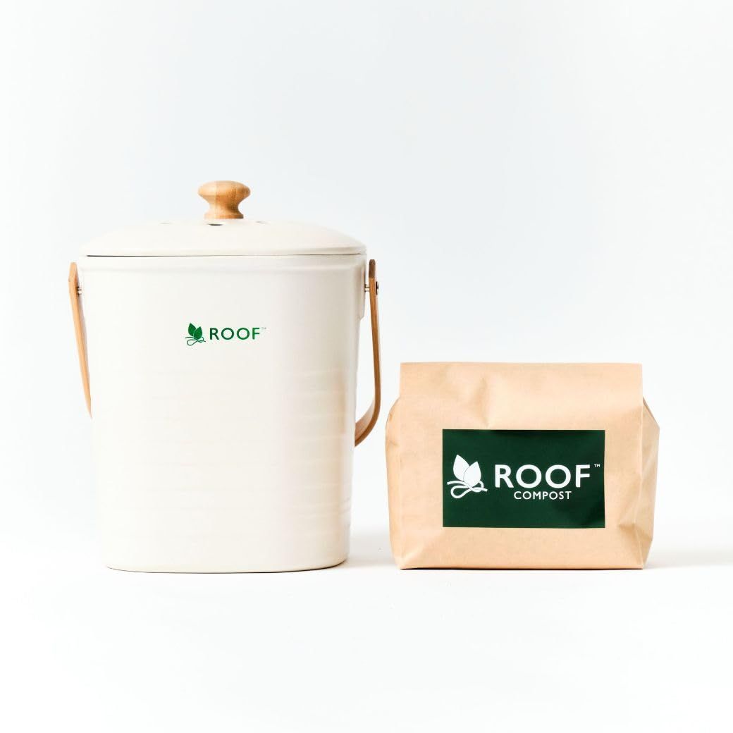 【公式・発酵基材付】ROOF コンポスト (ホワイト) 公式 コンパクト 生ごみ処理器 電気不使用 室内使用可 助成金対象 バイオ式 ルーフY