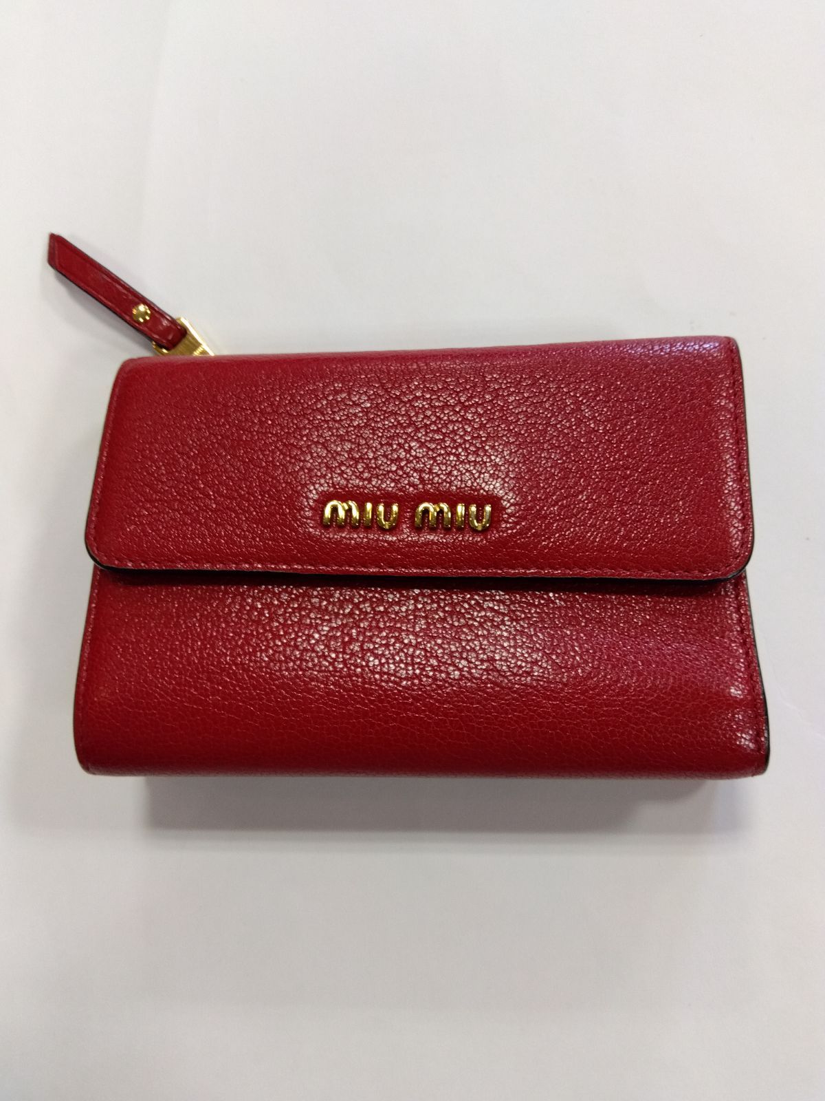 M19 MIUMIU ミュウミュウ　小物　財布　L字ファスナー小銭入れ　可愛いレッド