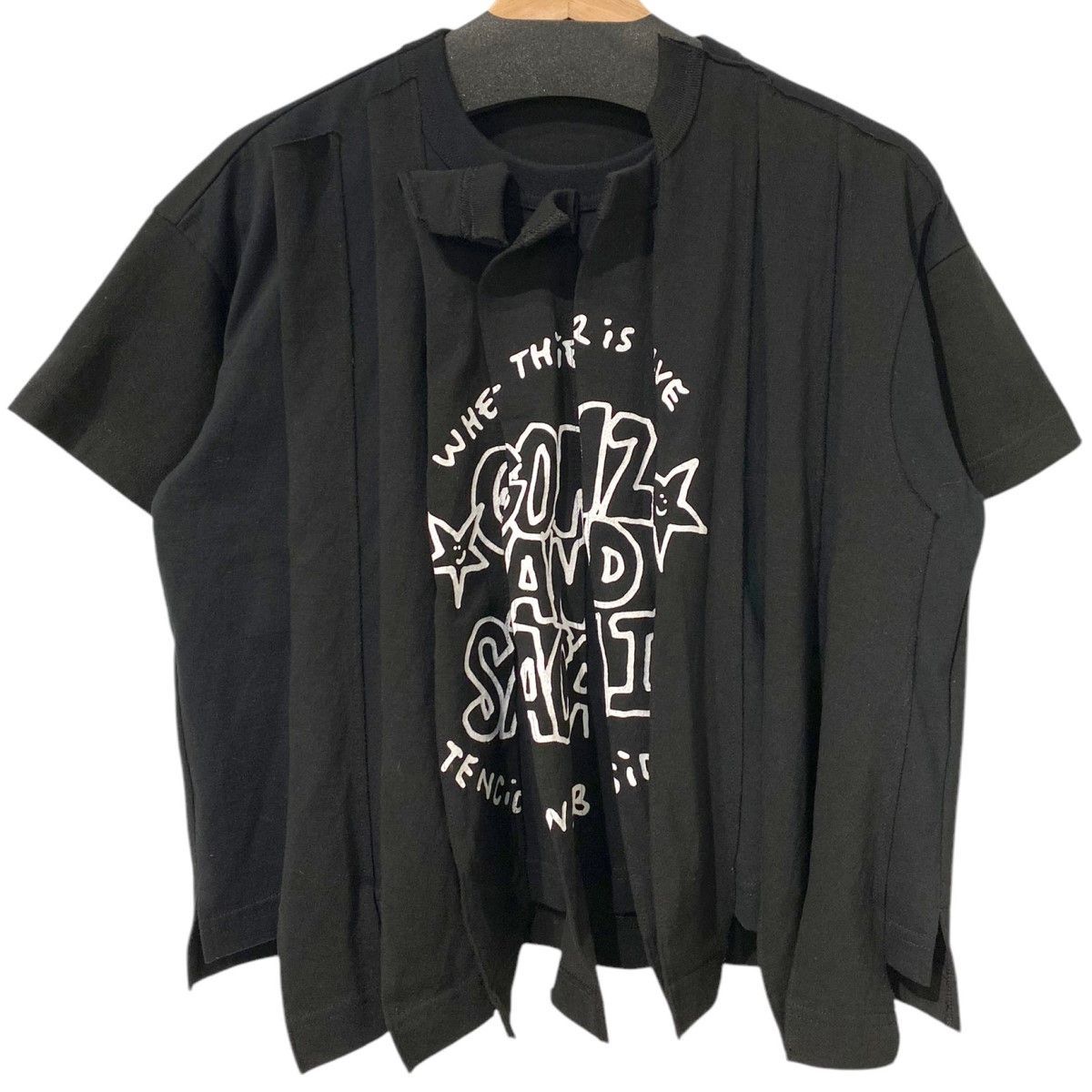 sacai×Mark Gonzales 24AW Gonz Print T-Shirt Pleatedゴンズプリーツ再構築Tシャツ 8069000126907