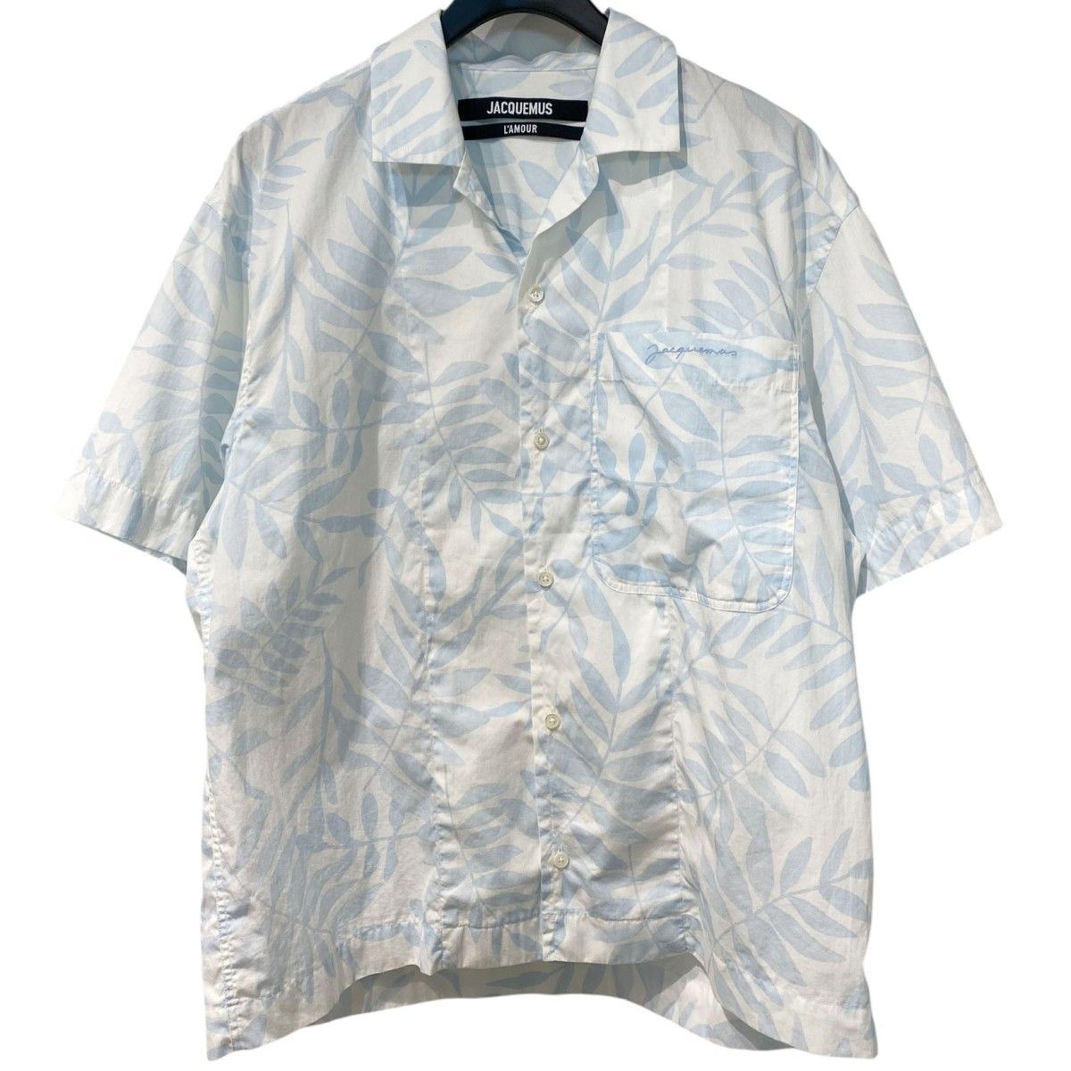 JACQUEMUS 21SS La Chemise Jean Print Blue Leaves総柄半袖シャツ 8069000141931