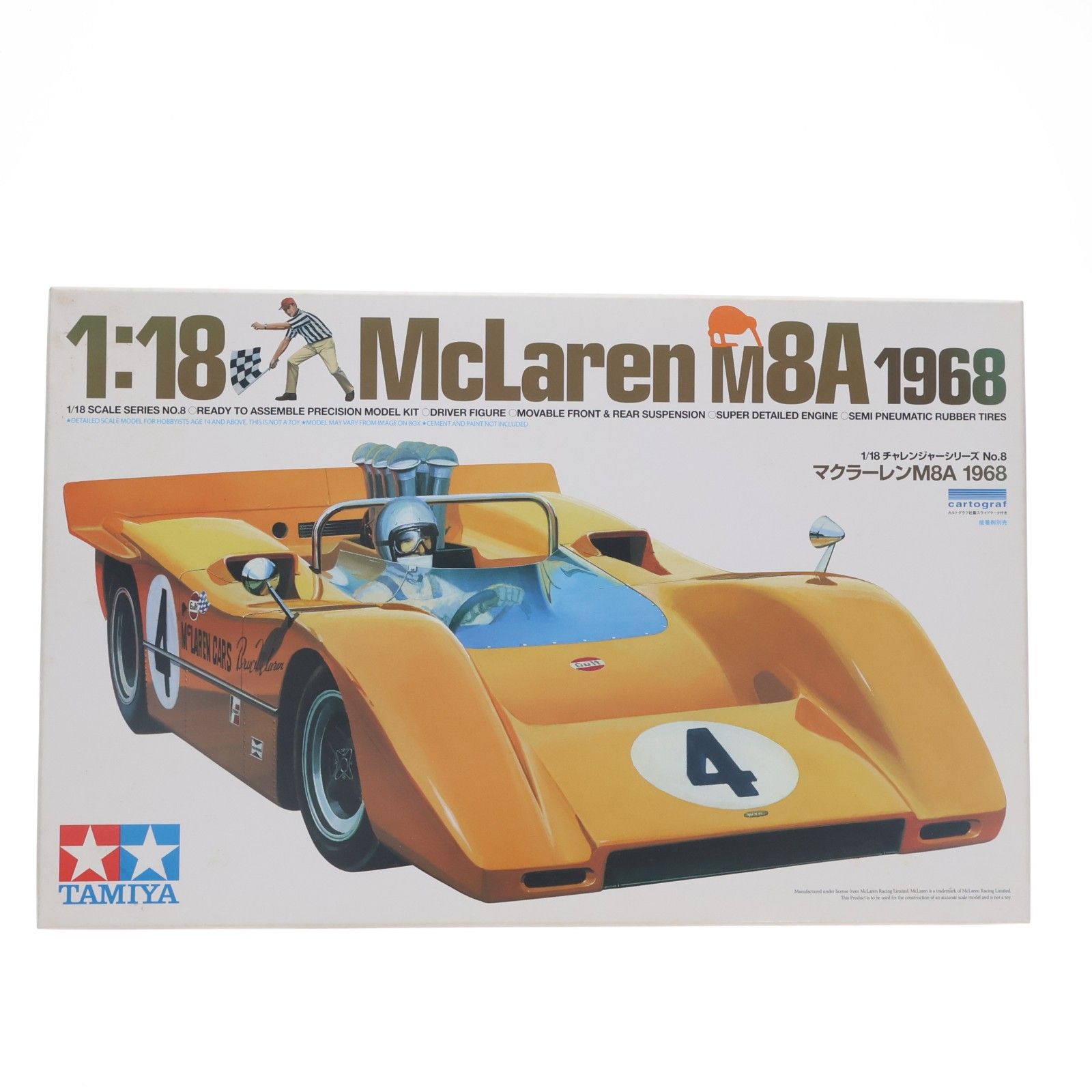 チャレンジャーシリーズ No.8 1/18 マクラーレン M8A 1968 ディスプレイモデル プラモデル(10008) タミヤ チャレンジャーシリーズ No.8 1/18 マクラーレン M8A 1968