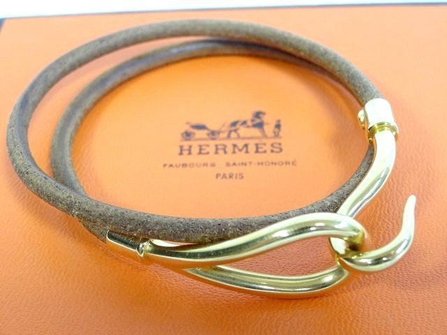 エルメス ジャンボ 2連ブレスレット □ チョーカー ゴールドカラー