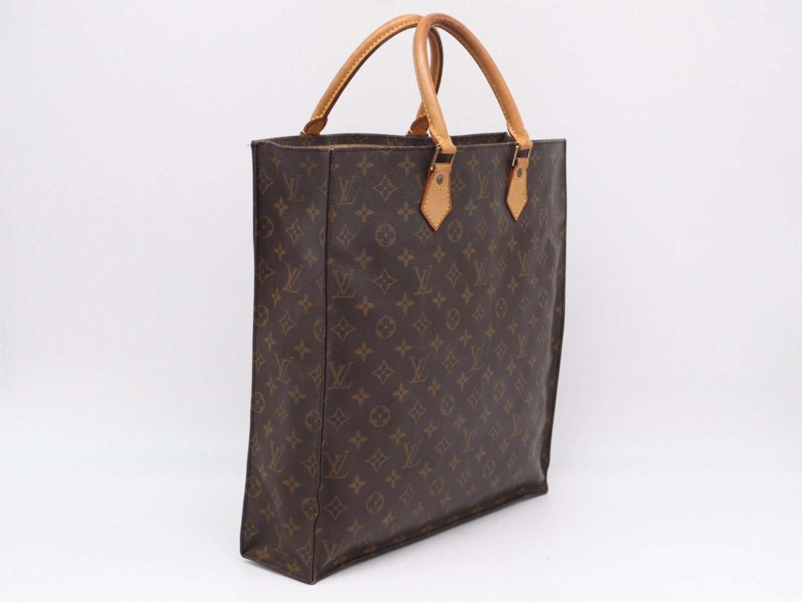 ★3日以内返品可★ LOUIS VUITTON ルイ・ヴィトン モノグラム サックプラ M51140 ハンドバッグ ブラウン コーティングキャンバス レザー メンズ