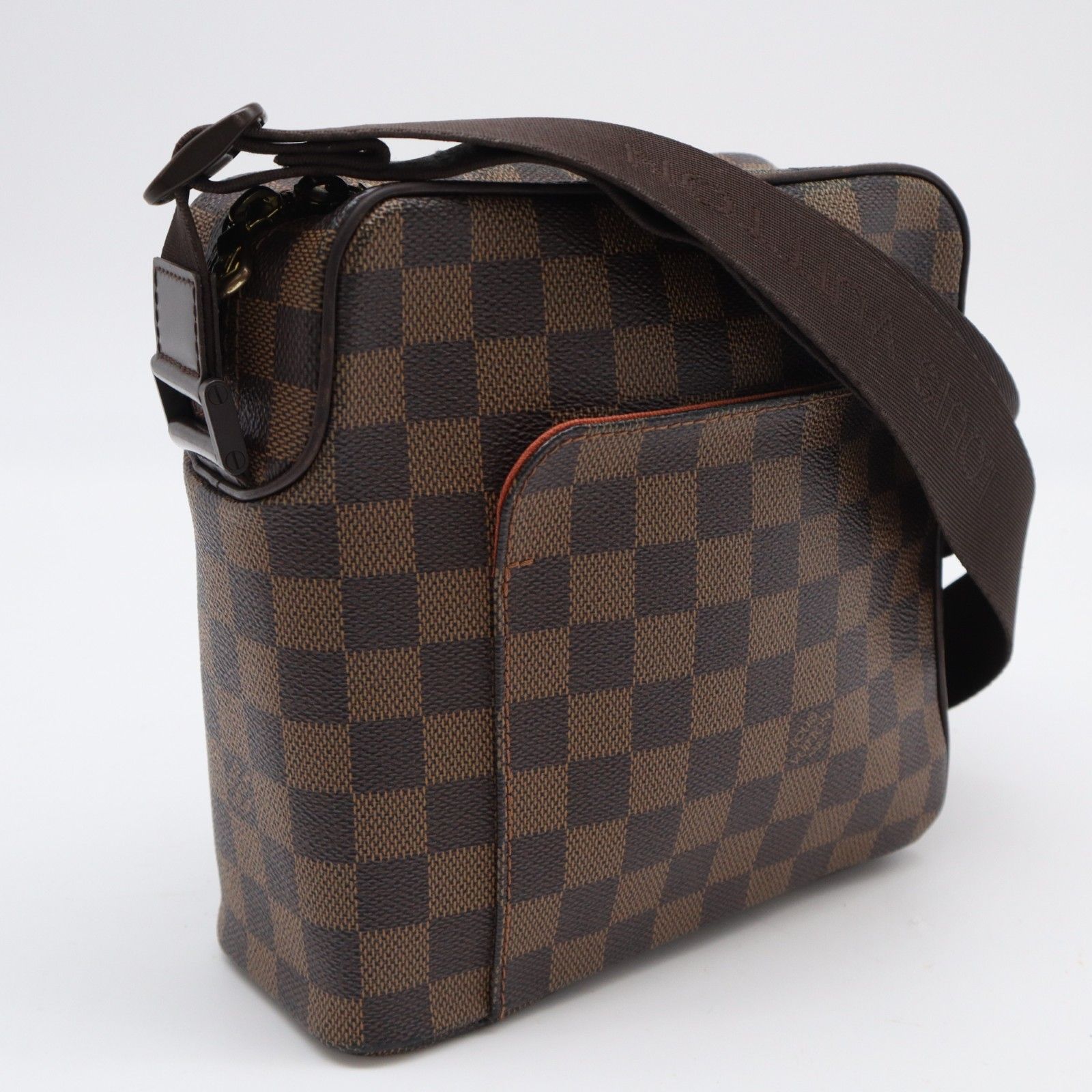 ★3日以内返品可★ LOUIS VUITTON ルイ・ヴィトン ダミエ オラフPM N41442 ショルダーバッグ ブラウン コーティングキャンバス レザー メンズ