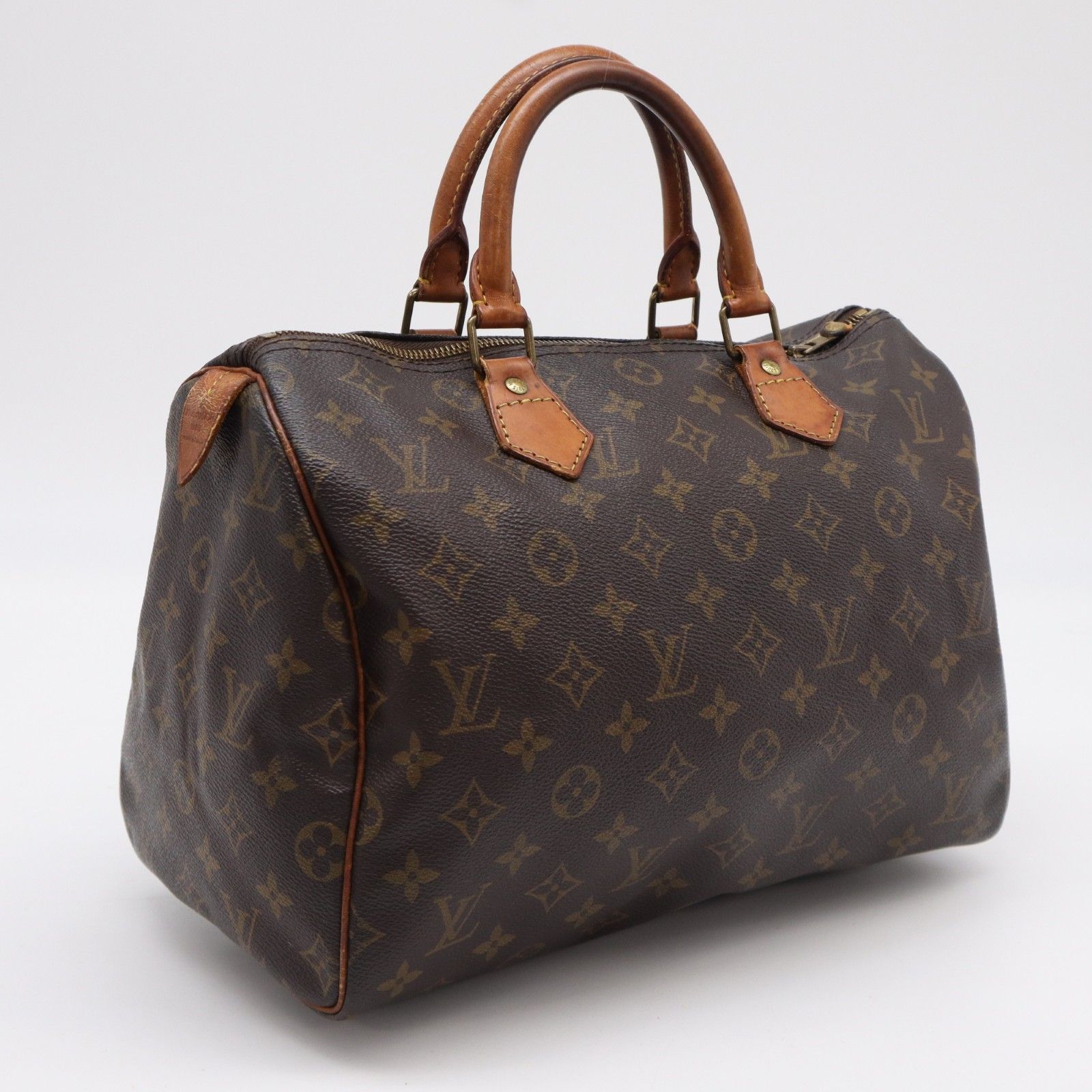 ★3日以内返品可★ LOUIS VUITTON ルイ・ヴィトン モノグラム スピーディ30 M41526 ハンドバッグ ブラウン コーティングキャンバス レザー メンズ