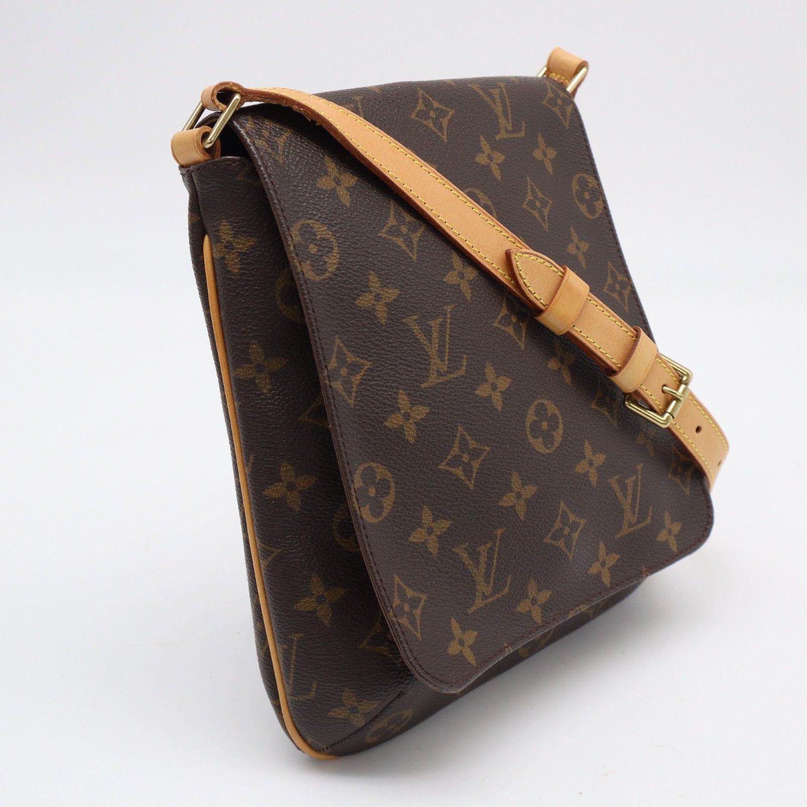 ★3日以内返品可★ LOUIS VUITTON ルイ・ヴィトン モノグラム ミュゼット サルサ ショート M51258 ショルダーバッグ ブラウン コーティングキャンバス レザー レディース