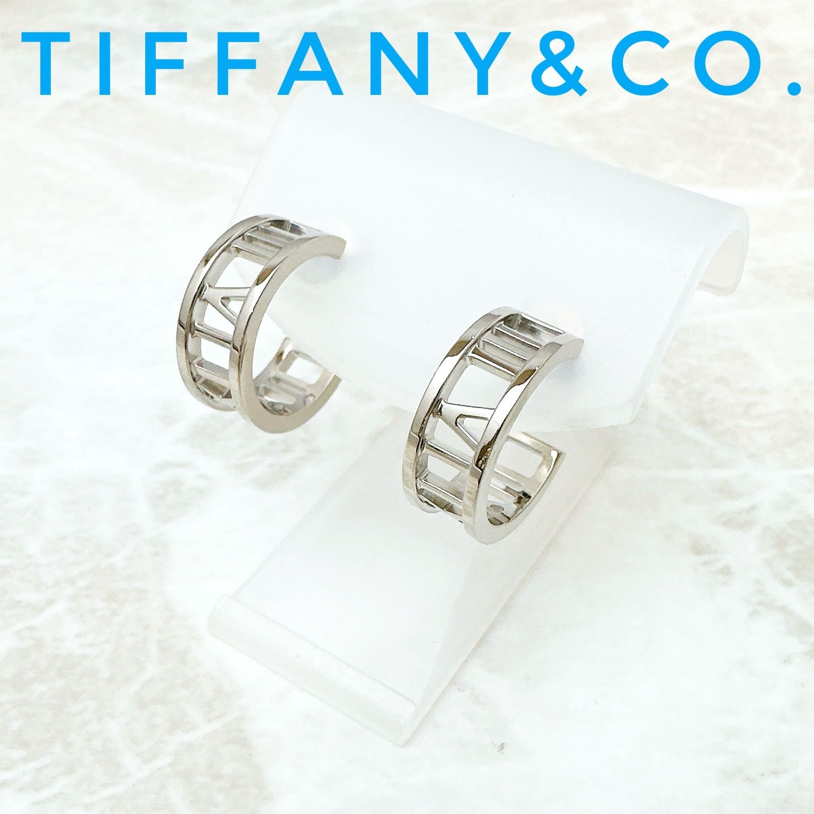 美品 人気?Tiffany＆Co. アトラス オープン ホワイトゴールド ピアス U