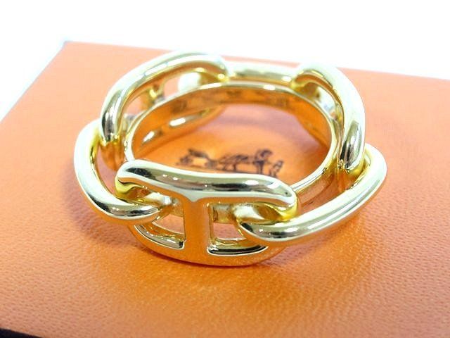 美品 エルメス スカーフリング シェーヌダンクル □ ルガテ ゴールド