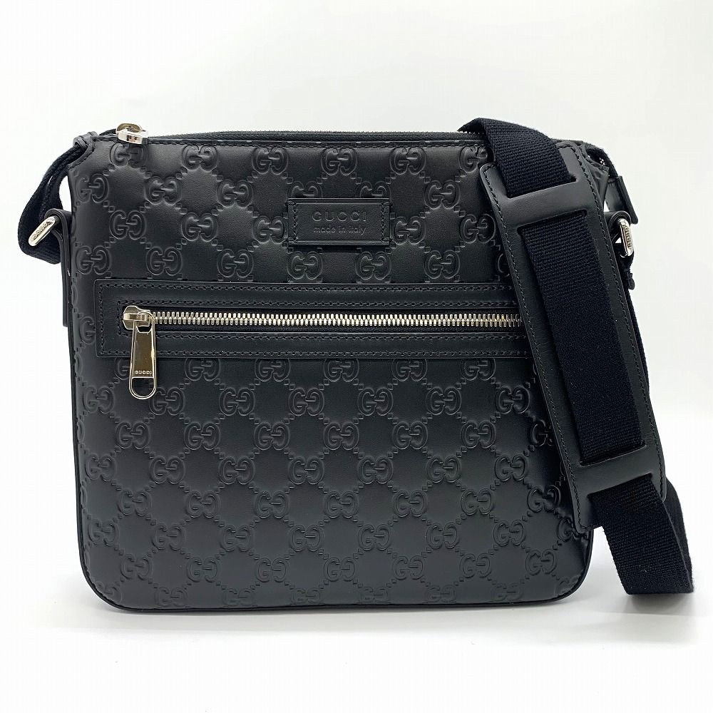 GUCCI グッチ 406410 ショルダーバッグ シマレザー GG柄 ブラック レディース メンズ