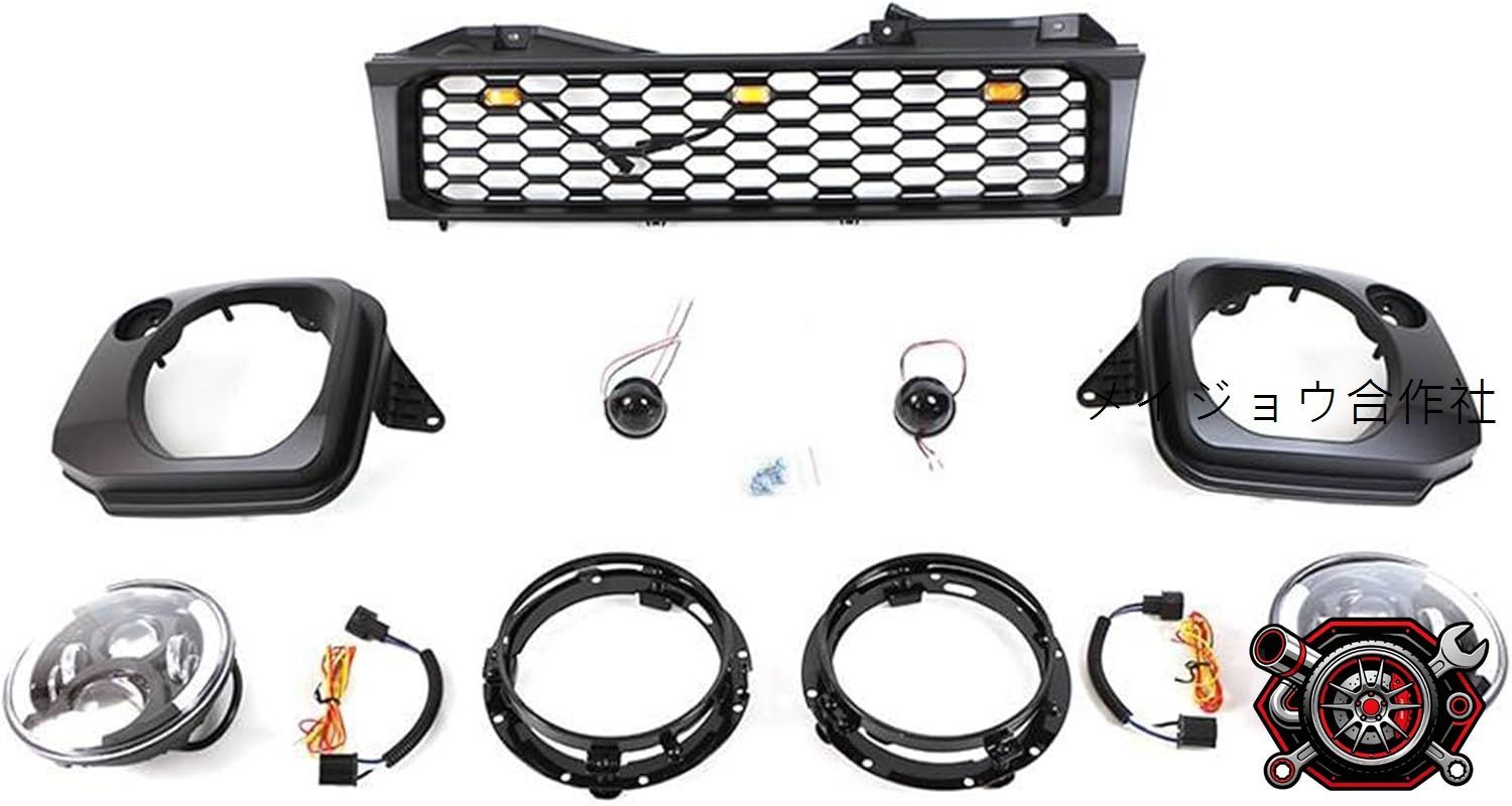 売れ筋スズキ ジムニー 2007-2011年対応 フロントグリル ハニカムメッシュ カスタムパーツ （ブラック/ABS製）cp525