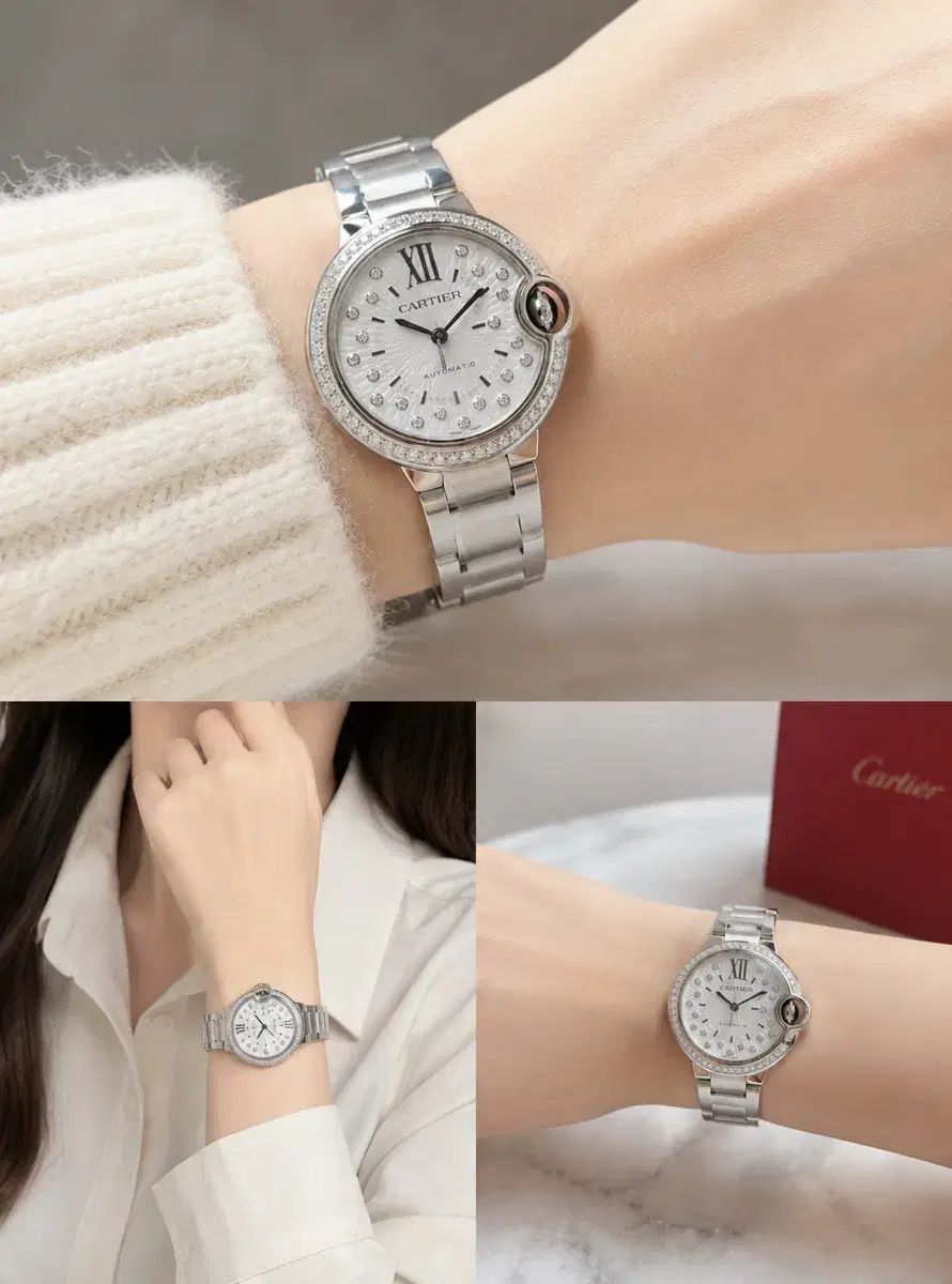 カルティエ バロンブルー オートマティック ダイヤモンドベゼル 新モデル 33mm フルセット