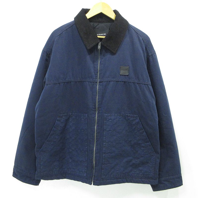 【三重本店】 中古 COACH | コーチ ワークジャケット キルテッドライニング ロゴワッペン中綿ジャケット カバーオール CBB88 ネイビー サイズ：XL 【135】 12,816円
