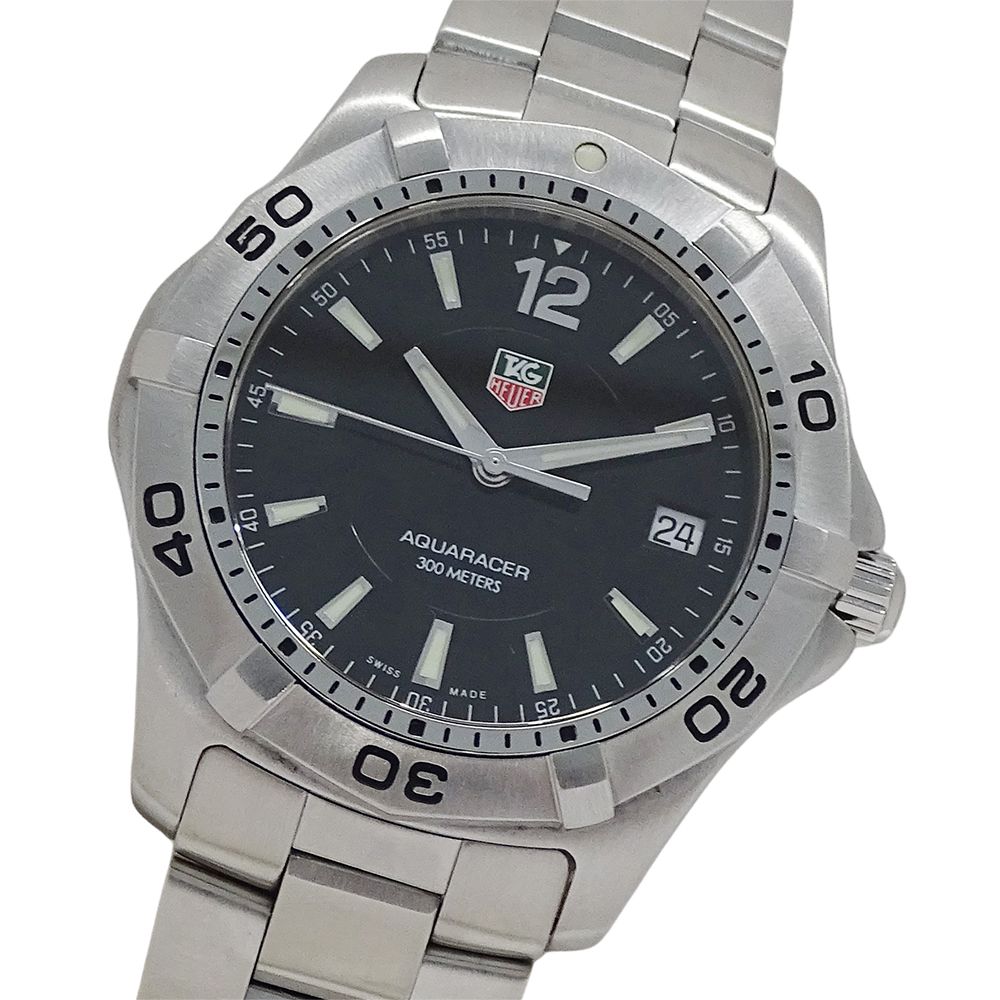 タグホイヤー TAG Heuer アクアレーサー WAF1110 BA0800 時計 メンズ ブランド デイト クオーツ QZ ステンレス SS シルバー ブラック 磨き済み 【中古】