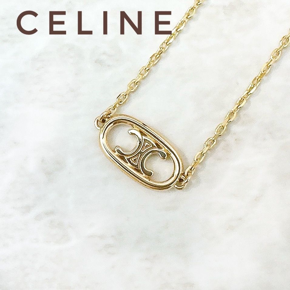 美品?CELINE トリオンフ イエローゴールド ネックレス 約40cm U