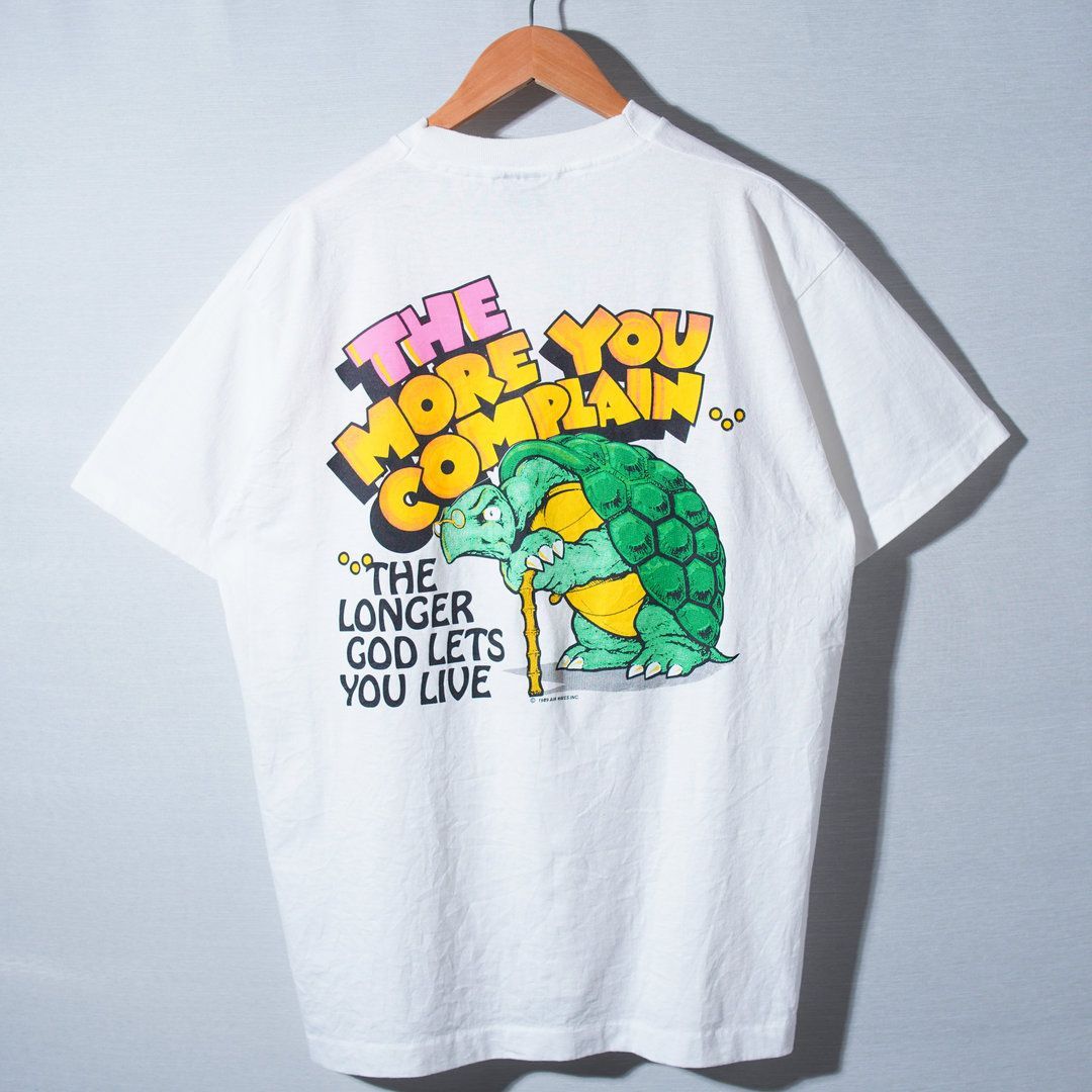 80s USA製 ヴィンテージ Tシャツ XL 1989年製 アニマル 亀 ホワイト