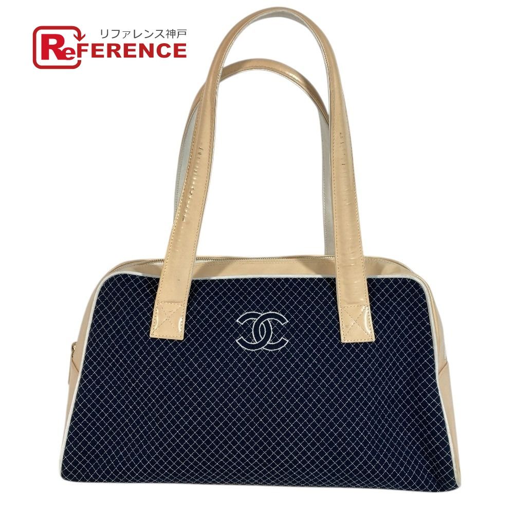 CHANEL シャネル ショルダーバッグ CC ココマーク ロゴ キルティング キャンバス ネイビー