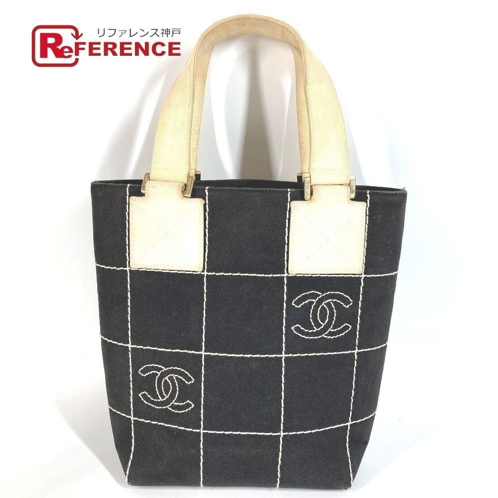CHANEL シャネル トートバッグ CC ココマーク ロゴ コットン ブラック 37,700円