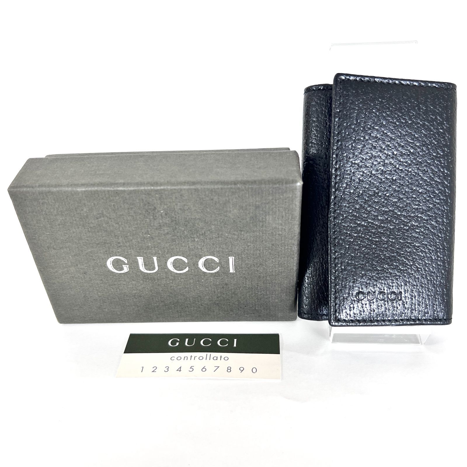 SD7586 新品未使用！ GUCCI グッチ ロゴ 6連キーケース レザー ブラック 033.0959