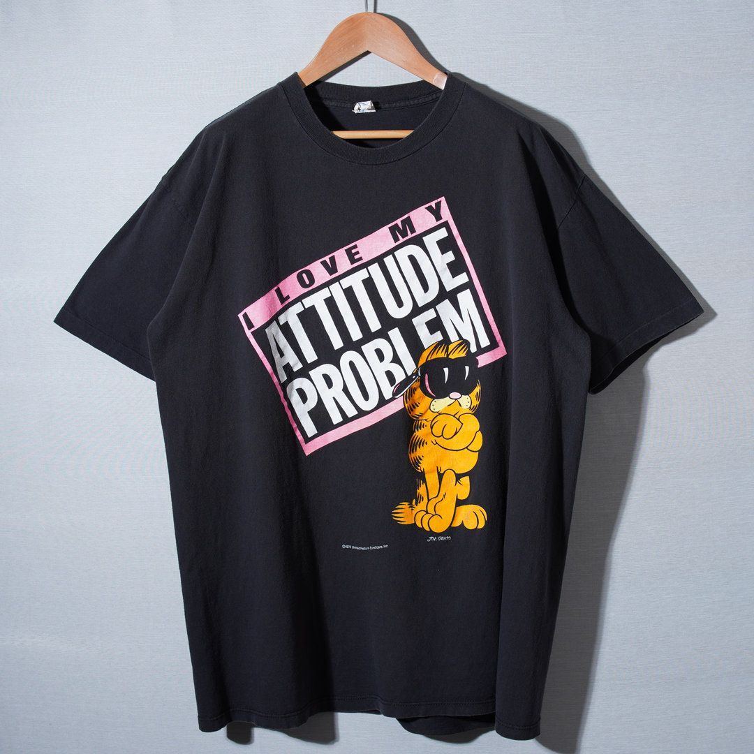 【中古】 ガーフィールド（vol．7） 70s USA製 ガーフィールド Garfield Tシャツ XL ブラック 1978年製