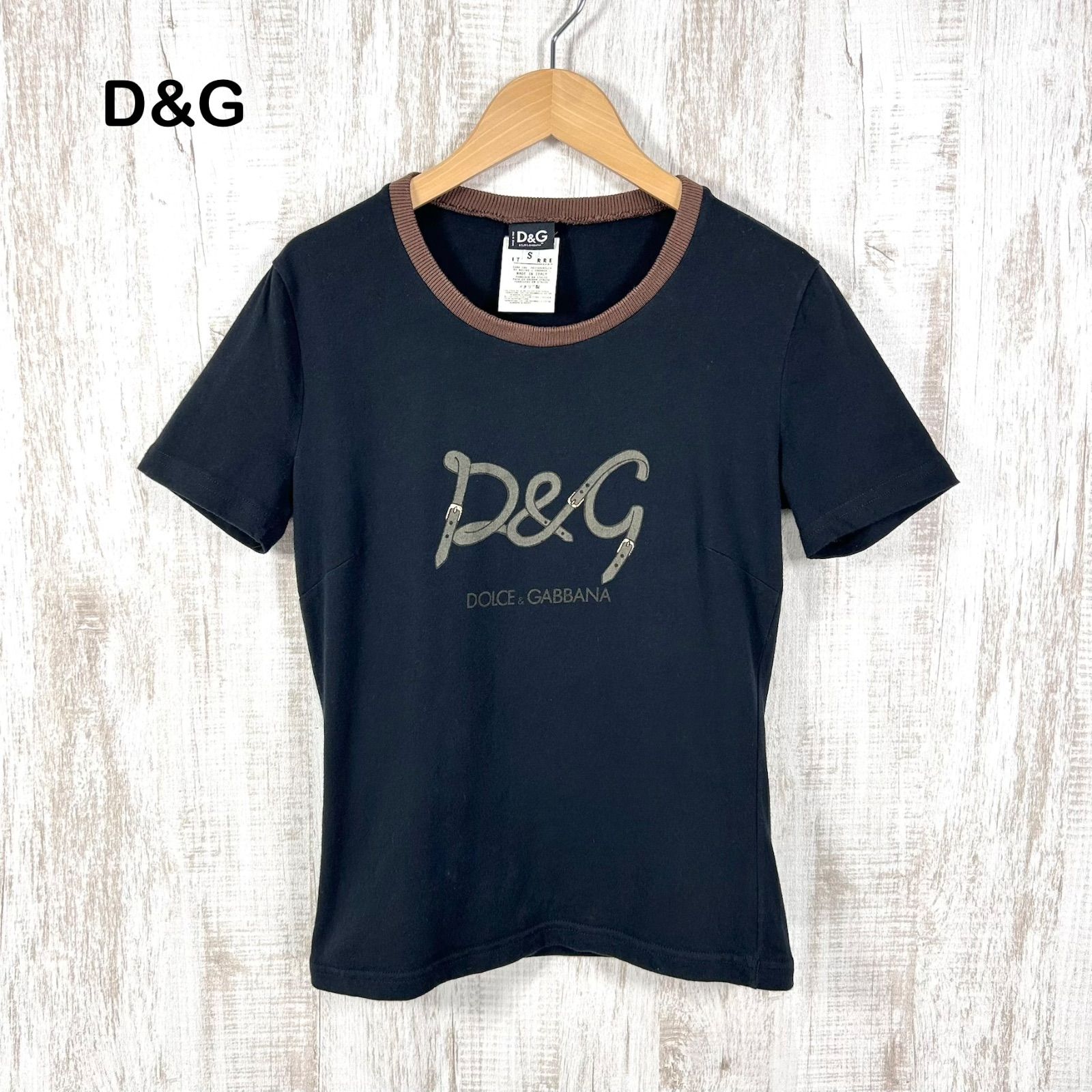 00s D&G DOLCE&GABBANA ドルチェアンドガッバーナ ベルトロゴ Tシャツ ブラック y2k