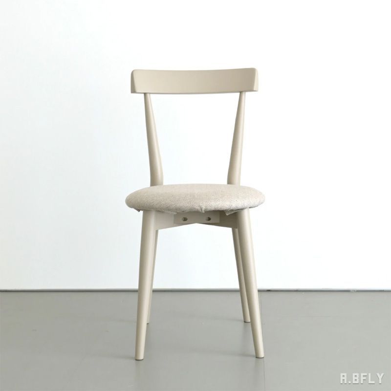 ダイニングチェア 木製 ラバーウッド ファブリック座面 丸座面 軽量3.1kg 完成品 グレー 北欧 カフェ風 シンプル 省スペース 幅37cm デスクチェア 来客用 1脚 【am_426】
