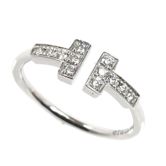 TIFFANY&Co. ティファニー K18WG ホワイトゴールド Tワイヤー リング・指輪 ダイヤモンド 10.5号 2.4g レディース 中古 美品