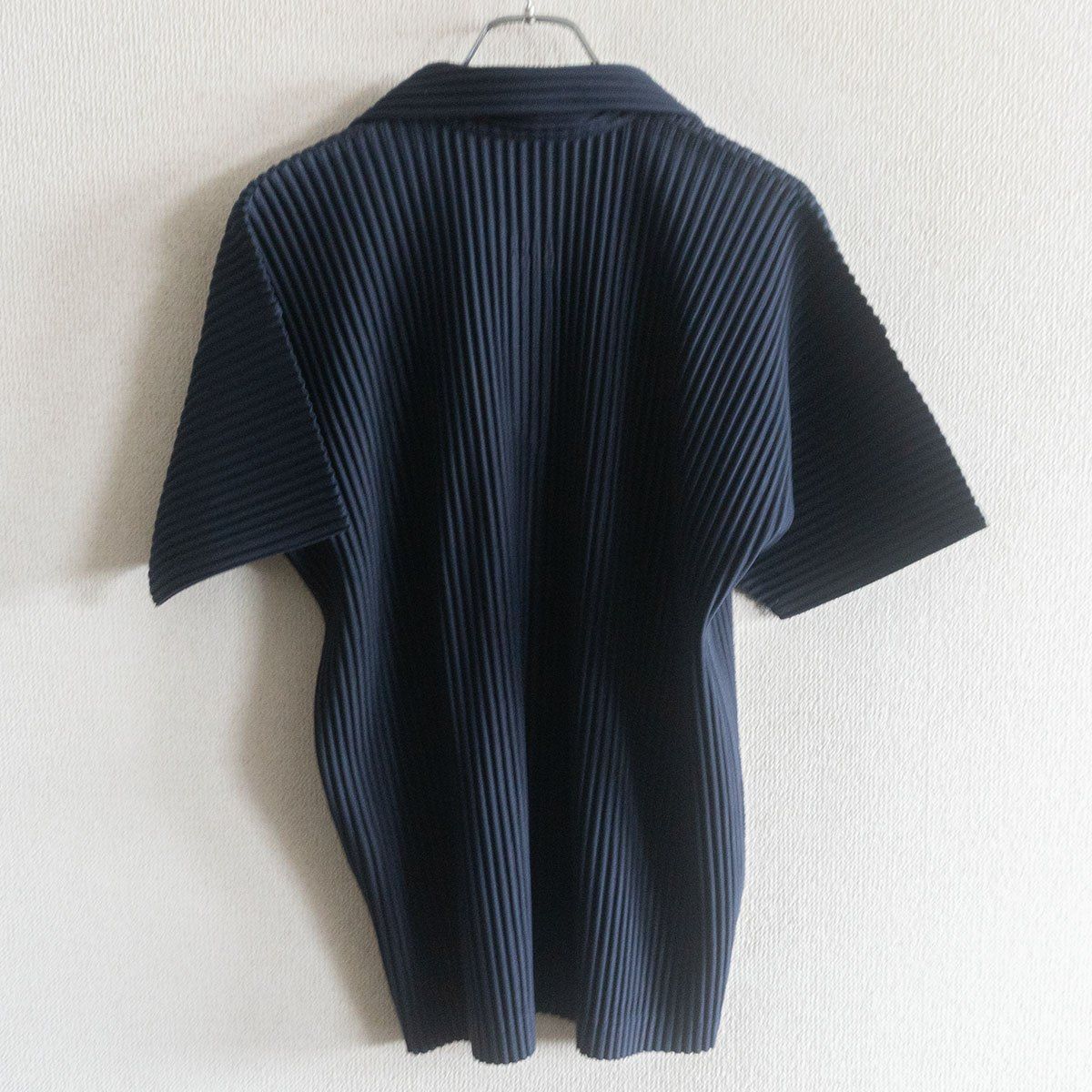 美品】 HOMME PLISSE ISSEY MIYAKE【プリーツ シャツ】3 ネイビー