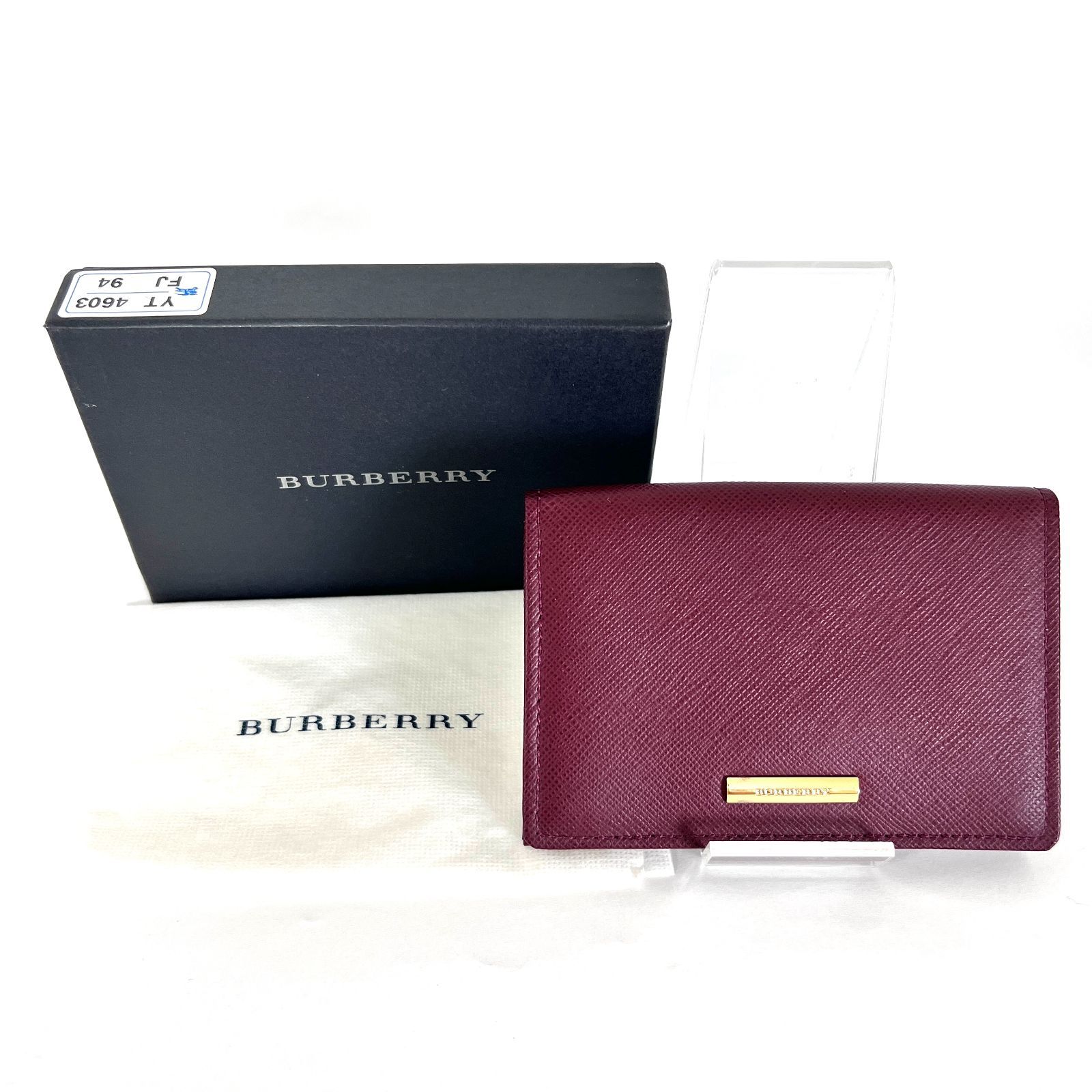 SD7587 新品未使用！ Burberry バーバリー レザー 名刺入れ カードケース パスケース ボルドー ワインレッド