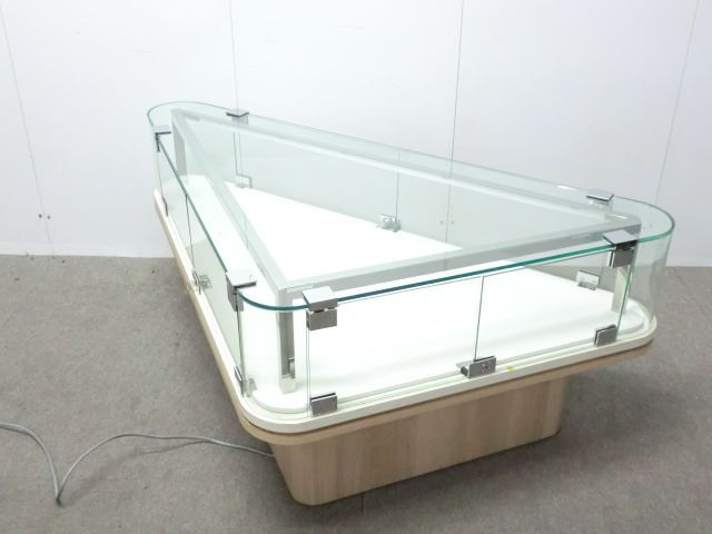ガラスケース 木目調 　電灯付き
