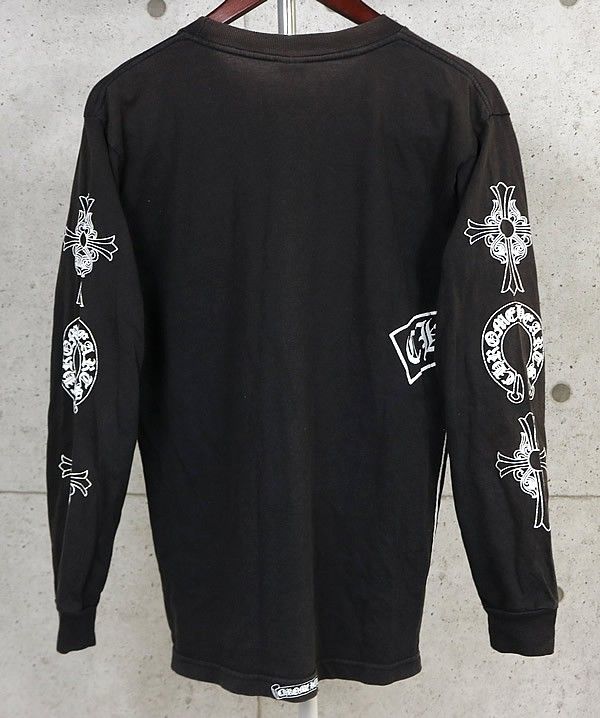 CHROME HEARTS 銀座店 クロムハーツ オールド Tバー 袖マルチプリント ロンT 長袖 メンズ size:M 黒 103443