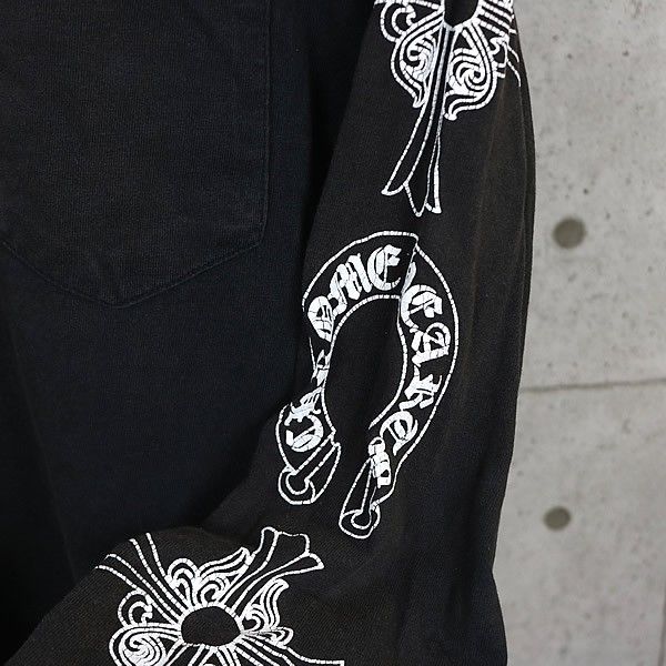 CHROME HEARTS 銀座店 クロムハーツ オールド Tバー 袖マルチプリント ロンT 長袖 メンズ size:M 黒 103443
