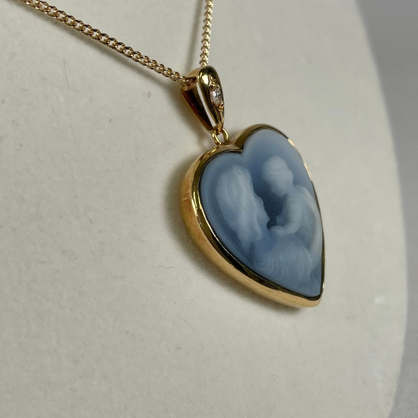 カメオ ハート ダイヤ ペンダント K18 0.03ct 総重量約6.6g