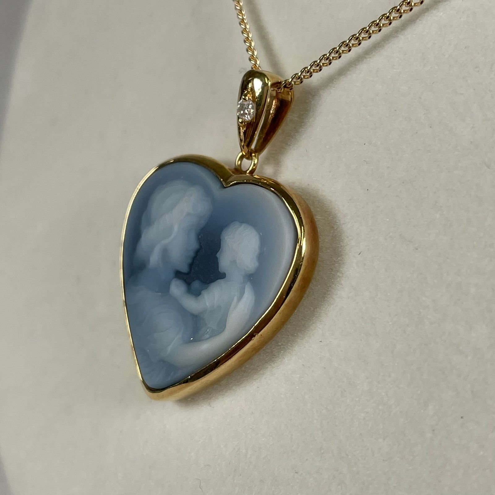 カメオ ハート ダイヤ ペンダント K18 0.03ct 総重量約6.6g