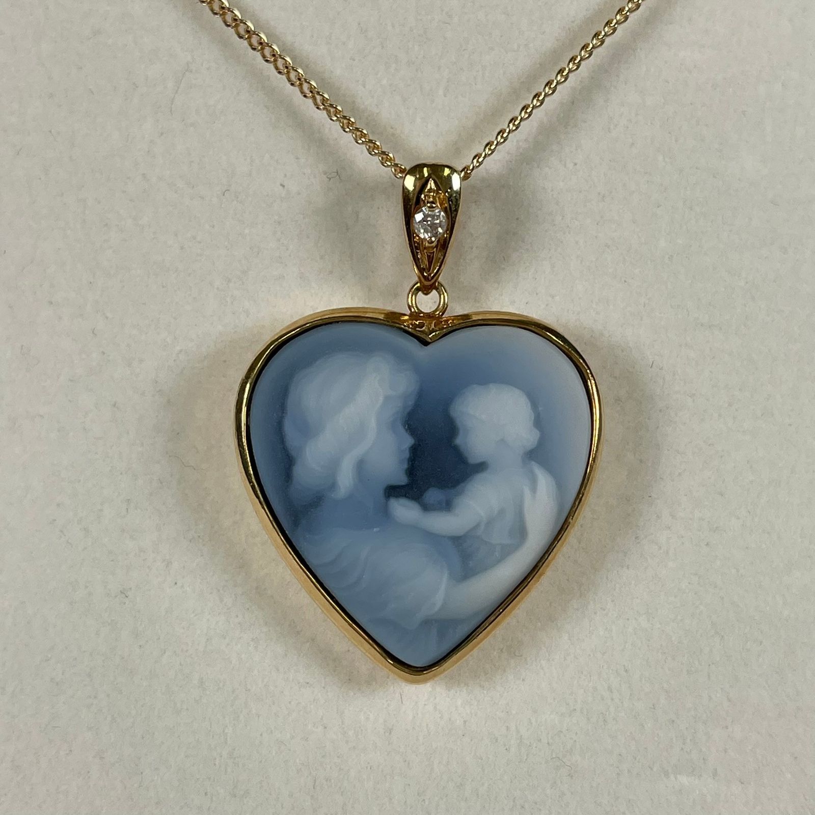 カメオ ハート ダイヤ ペンダント K18 0.03ct 総重量約6.6g