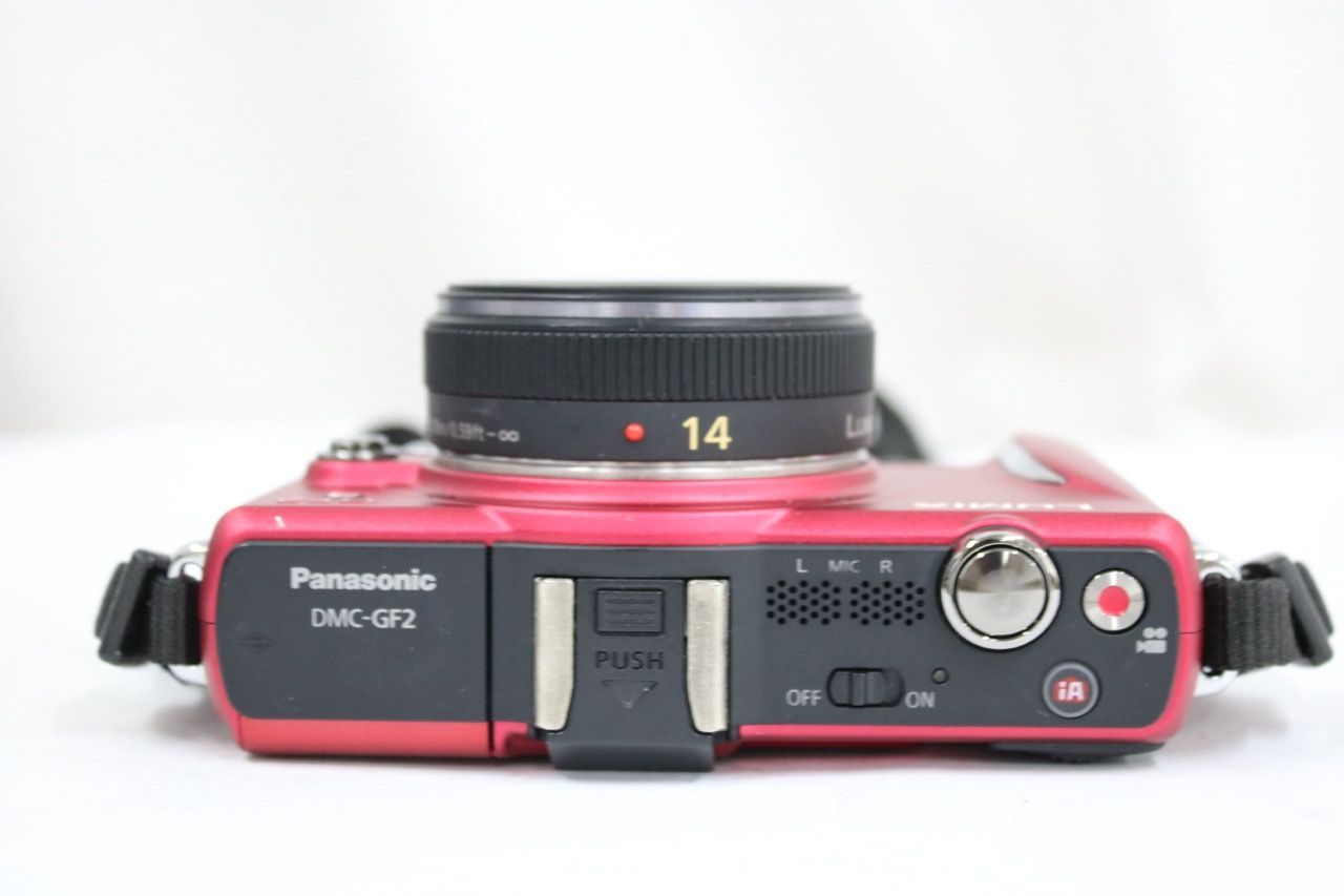 【返品保証】 【シャッター728回】パナソニック Panasonic DMC-GF2 レッド G 14mm F2.5 ASPH ミラーレス一眼 e12364