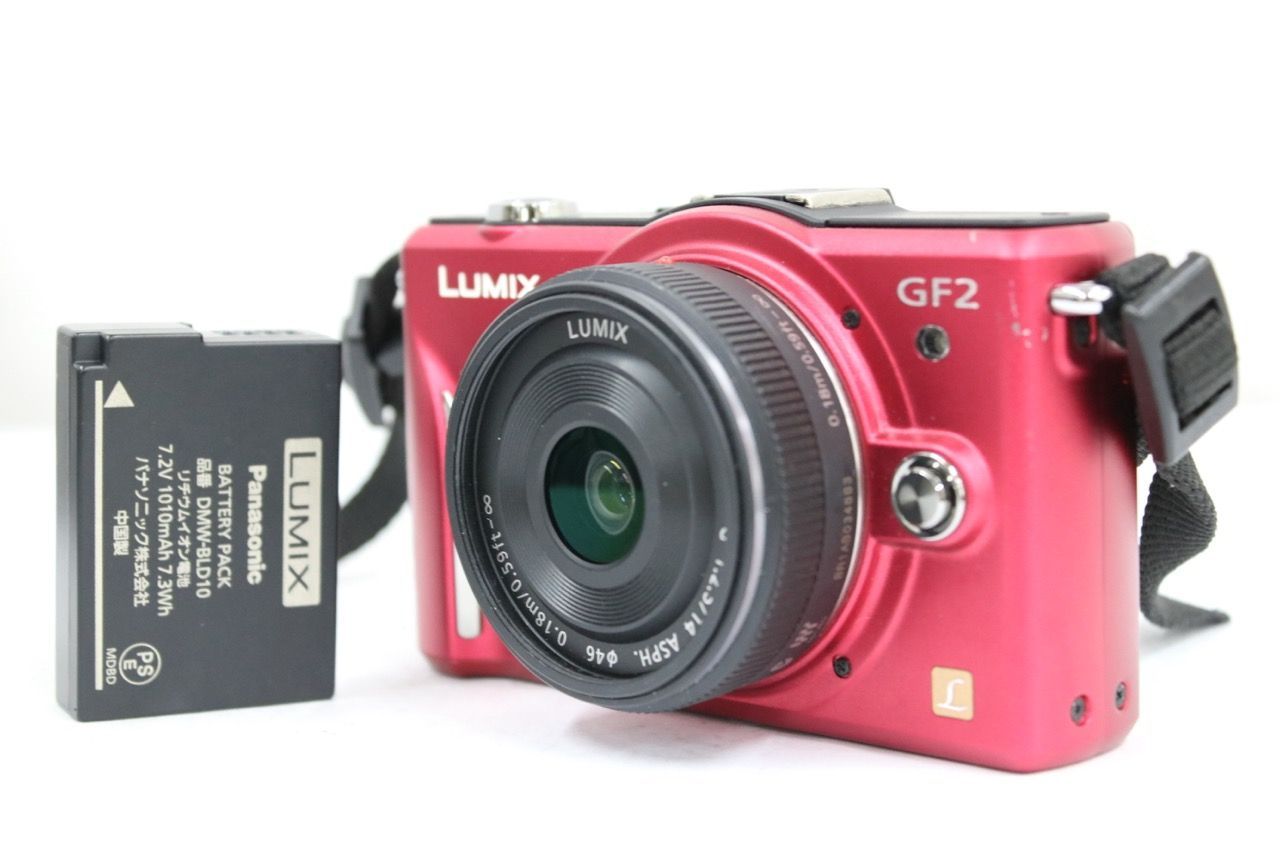【返品保証】 【シャッター728回】パナソニック Panasonic DMC-GF2 レッド G 14mm F2.5 ASPH ミラーレス一眼 e12364