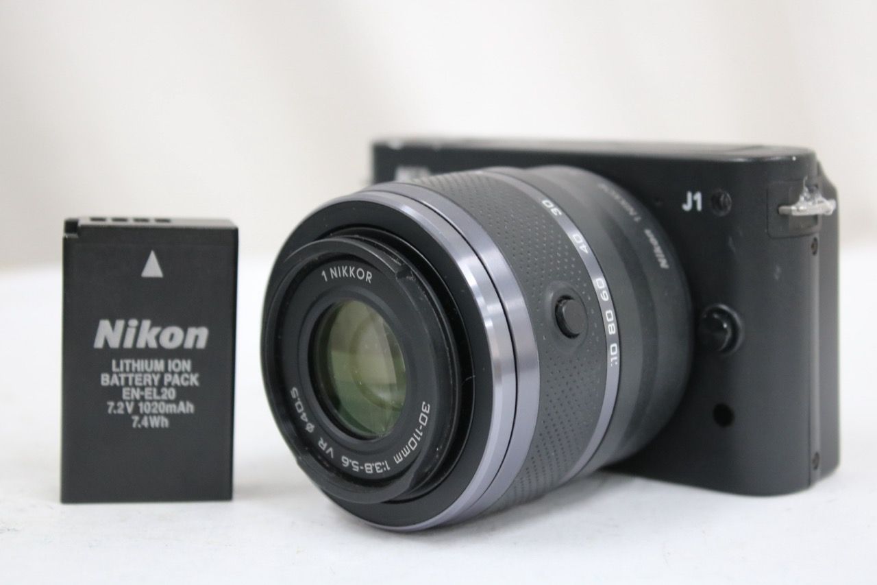 【返品保証】 【シャッター1333回】ニコン Nikon 1 J1 ブラック 1 NIKKOR 30-110mm F3.8-5.6 VR ミラーレス一眼 e12378