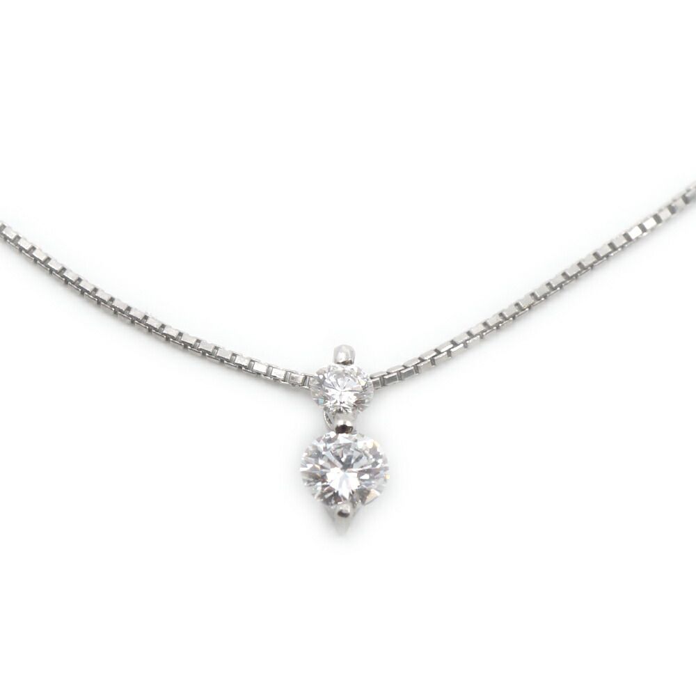 【栄】ジュエリー ダイヤモンド ネックレス PT900 PT850 0.302ct 0.125ct シルバー 約4.4g 小物 その他 本体品のみ