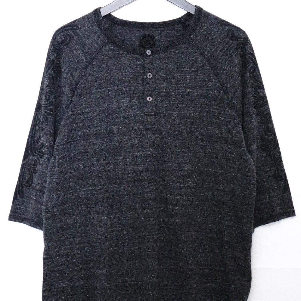 CHROME HEARTS オールド スクロールラベルフローラルクロスプリントヘンリーネックカットソー XLサイズ グレー