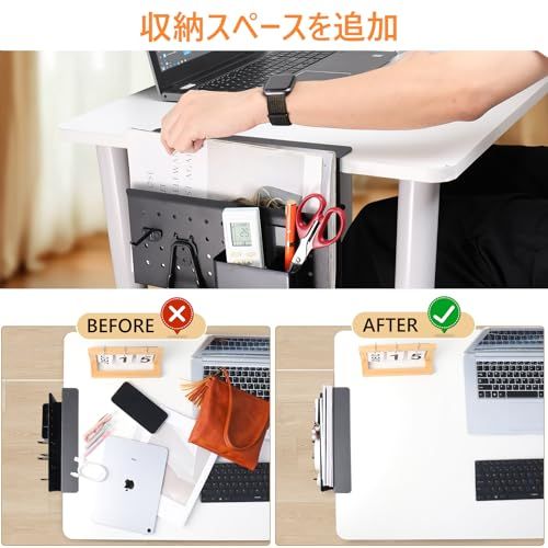 MIAODAM デスクサイド収納ラック クランプ式 ノート PC/タブレット/書類収納 フック スチール製 耐荷重 18kg 机の下 フック4個 ペンホルダー付属 放熱穴付き 机下収納 マグネット対応 オフィス/自宅用 (ブラック)as c9f05887