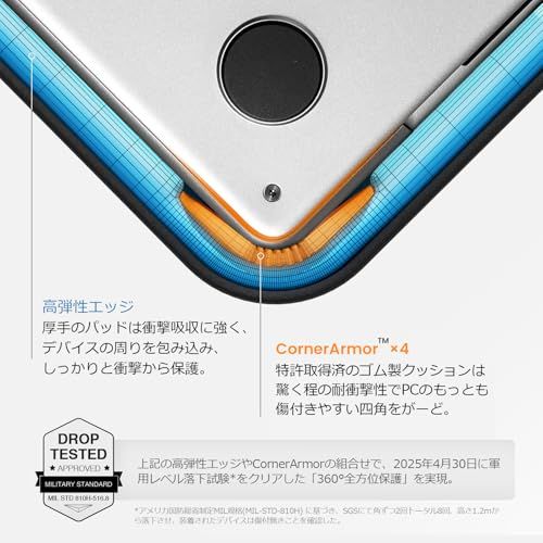 tomtoc 360°耐衝撃 パソコンケース 14インチ MacBook Pro M5/M4/M3/M2/M1 Pro/Max 2026-2021対応 保護 スリーブ ノートPCインナーバッグ ガジェットポーチ グレーas 4083ee95