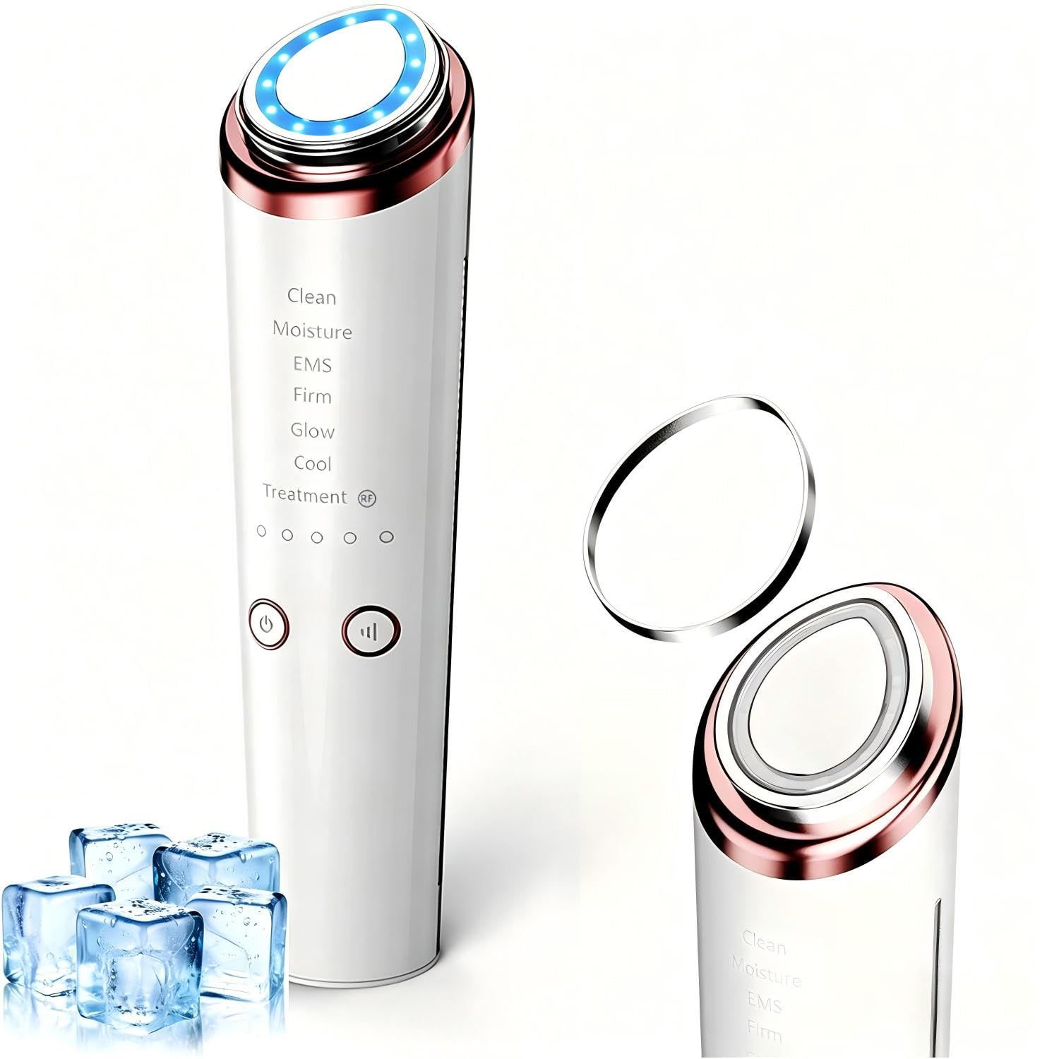 美顔器 【2026新モデル】 RF温冷美顔器 RF美顔器 超音波振動 イオン導出 イオン導入 EMS 微電流 温熱 冷感 LED搭載 1台多役 6種類モード 5段階レベル クレンジング 毛穴汚れとり 肌引き締め 目元ケア 口元ケア 肌ケア U a8c09da2