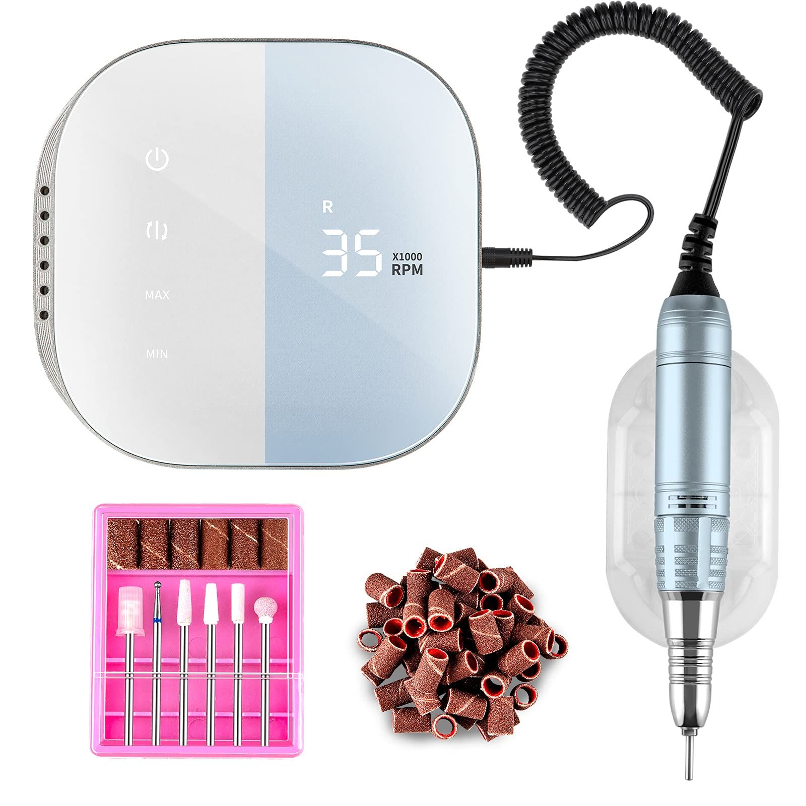 Madenia ネイルマシン ネイルマシーン ネイルマシーン 電動ネイルマシン 電動ネイルマシン プロ 電動ネイルケア タッチパネル搭載 液晶画面 35000RPM高速回転 スピード調節可能 多種ビット付 サンディングバンド 低振動 低騒音 6a35b5d8