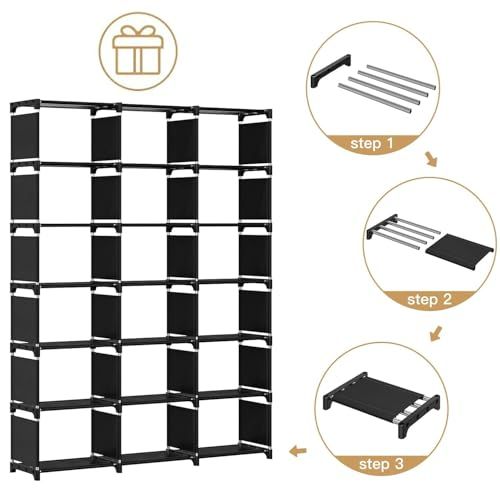 収納棚 本棚 収納ラック 18キューブストレージオーガナイザー DIY本棚 【組立サイズ：120x30.5x184CM、ブラック】整理棚 多用途 省スペース 耐久性 収納便利 大容量 組み立て式 リビングルーム スタディルーム ベッドルームの 92a26315