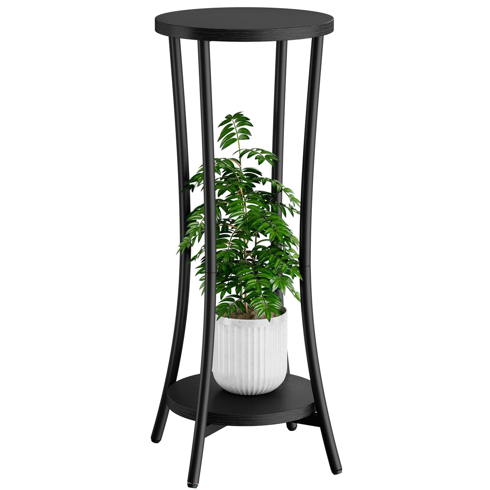 IBUYKE フラワースタンド プランタースタンド 鉢スタンド 2段 植物棚 植木鉢台 花台 植木鉢置き 室内 バルコニー ガーデンラック 玄関置き 組み立てが簡単 ブラック JPTMJ074Bas de235f98