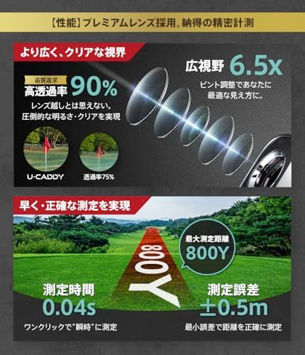 ☆新品☆【UUUM GOLF共同開発】ゴルフ レーザー距離計 【プロ納得の高性能・使いやすさ】小型 軽量 コンパクト マグネット ピンサーチ機能 手ぶれ防止 3点間測定 0.04秒測定 光学6.5倍望遠 距離測定器 計測器 U-CADDY d171255d