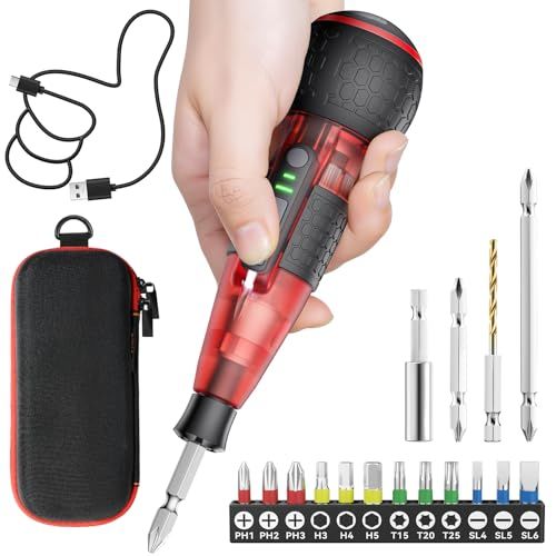 ☆新品☆電動ドライバー 小型 【伝統革新・中が見える電動ドライバー・鬼トルク6N.m】強力 16点ビット付き 収納ケース付き USB-C充電式 高輝度LEDライト 軽量 DIY 操作簡単 女性/初心者対応 クリアレッド 108ec1ed ☆新品☆電動ドライバー 小型 【伝統革新・中が見える電動ドライバー・鬼トルク6N.m】強力 16点ビット付き 収納ケース付き USB-C充電式 高輝度LEDライト 軽量 DIY 操作簡単 女性/初心者対応 クリアレッド 108ec1ed