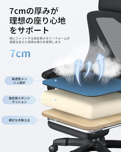 ☆新品☆オフィスチェア デスクチェア 【日本人の体型に合わせた設計】 腰痛対策 145度リクライニング メッシュ 通気性 オットマン付き 疲れにくい 昇降式 テレワーク 在宅勤務 [メーカー 145d948f