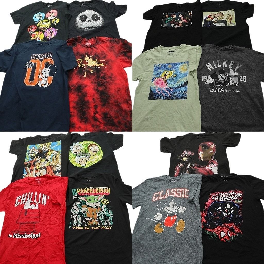 古着卸 まとめ売り キャラクター Tシャツ 15枚セット ( メンズ M ) ディズニー ミッキー スヌーピー スターウォーズ 中古 古着 NE8943